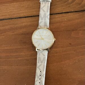 Michael Kors Gold-Tone Watch with Patterned Strap